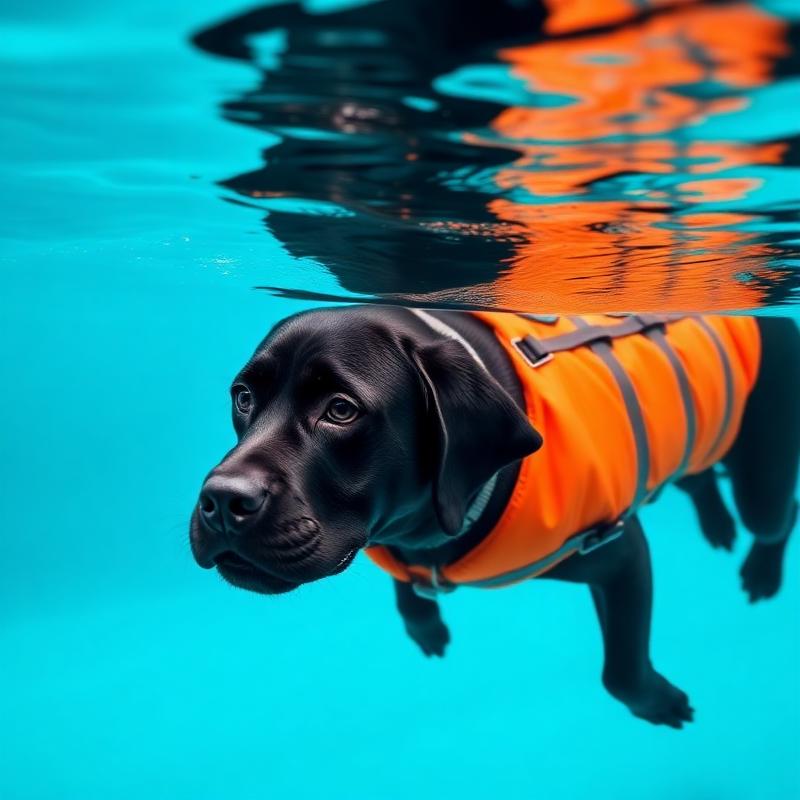 Dog exercising in warm water as part of a weight management swimming session