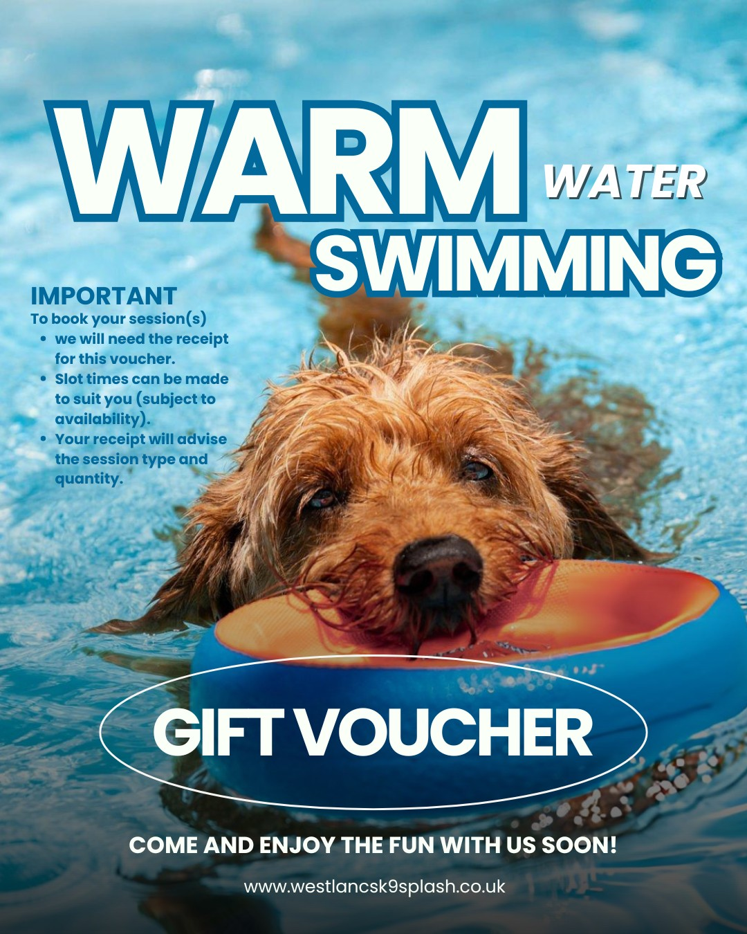 West Lancs K9 Splash warm water swimming gift voucher